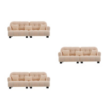 3Pcs Dollhouse Miniature Furniture White Soft Flocked Mini Sofa Couch