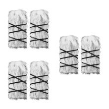 3Pairs Adjustable Viking Leg Warmers Light Grey Furry Wraps for Women