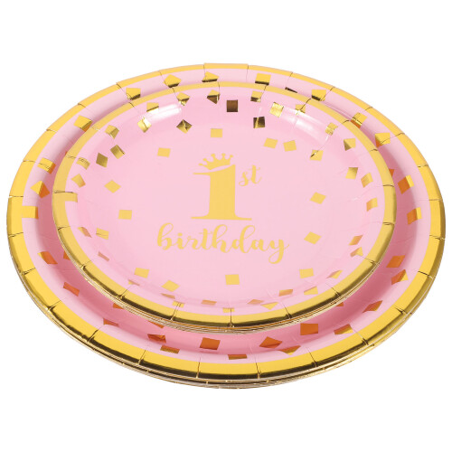 48Pièces Jetable Rose Pour Premier Anniversaire Bébé 1