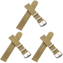 3Pcs Stylish Khaki Nylon Watchband Replacement for Men Women Watches