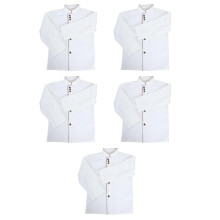 5Pcs White Unisex Long Sleeve Wearproof Cook Shirt