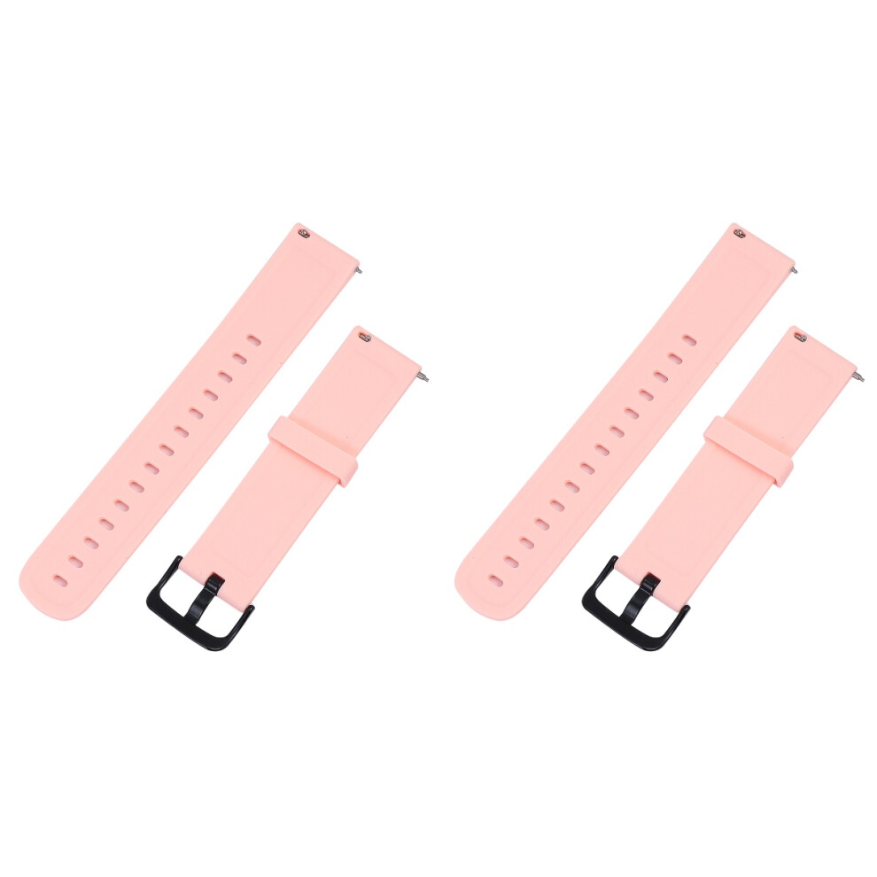 2Pcs Silicone Watch Straps Durable Smart Watch Bands For Wrist Pink 3712694913937