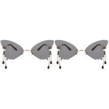 2Pairs Black Rimless Butterfly Sunglasses Fun Party Glasses for Adults