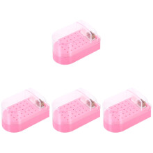 4Pcs Nail Drill Bit Storage Holder Clear Plastic Box for Manicure Use