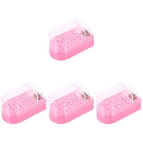 4Pcs Nail Drill Bit Storage Holder Clear Plastic Box for Manicure Use