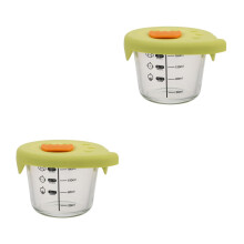 2Pcs Portable Glass Dessert Cups with Lid Baby Food Storage Containers