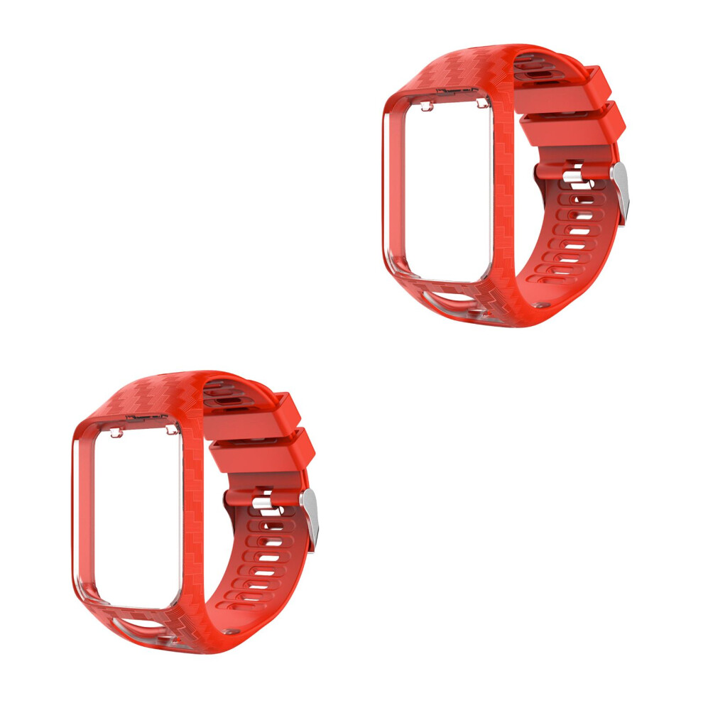 2Pcs Silicone Watch Strap Replacement Comfortable Smart Watch Band Red 3713122749395