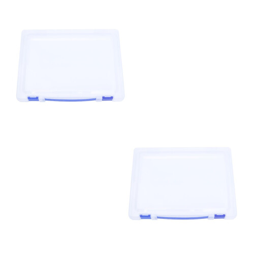 2Pcs Clear Document Storage Holder Box with Buckled Lid for Office Use