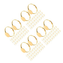 200Pcs Adjustable Golden Ring Findings Iron Flat Base for DIY Rings