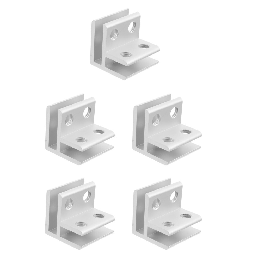 5Sets Silver Glass Shelf Brackets Aluminium Alloy Clamp For Terrariums 3713322526321
