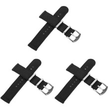 3Pcs Nylon Watch Bands for Men Black Lightweight Comfortable Straps