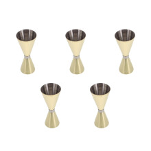 5Pcs Elegant Golden Stainless Steel Cocktail Measuring Jigger Set