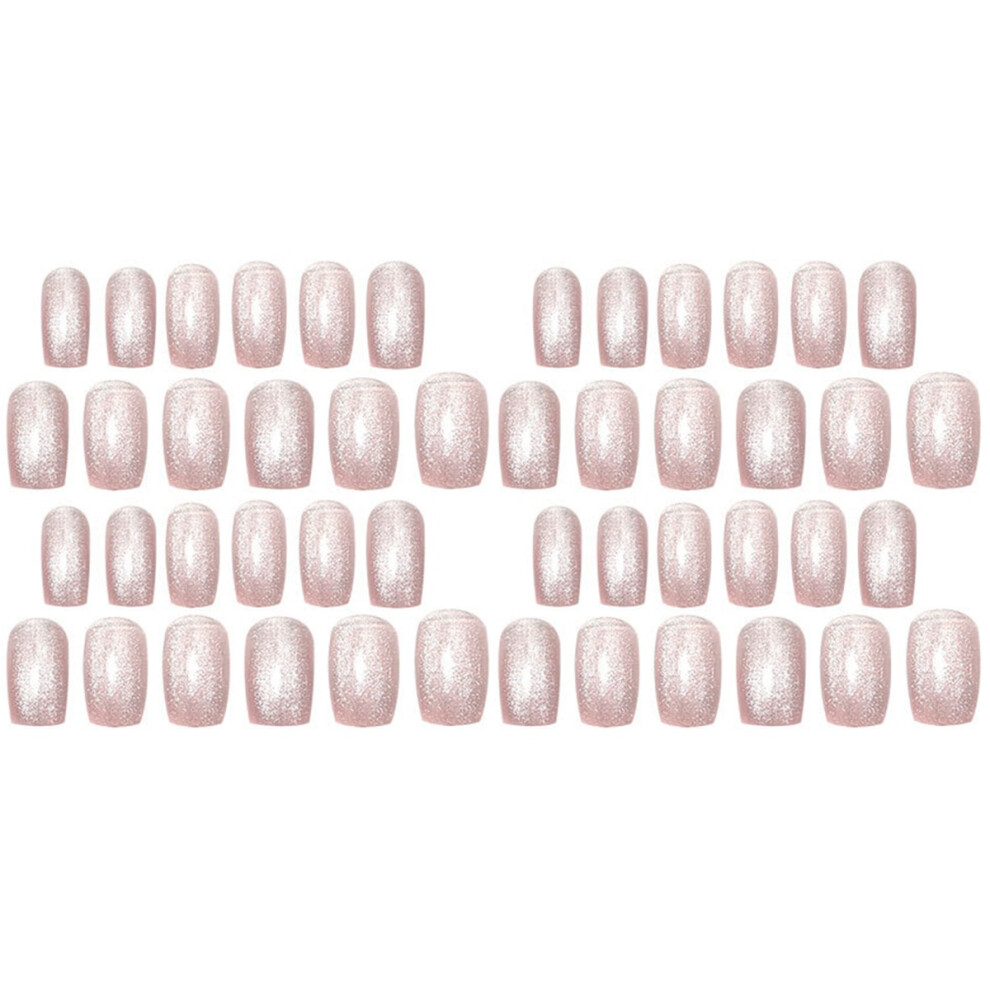 Ohphcall Pink 48Pcs Decorative Press On Nails Short Fake Nails For Manicure