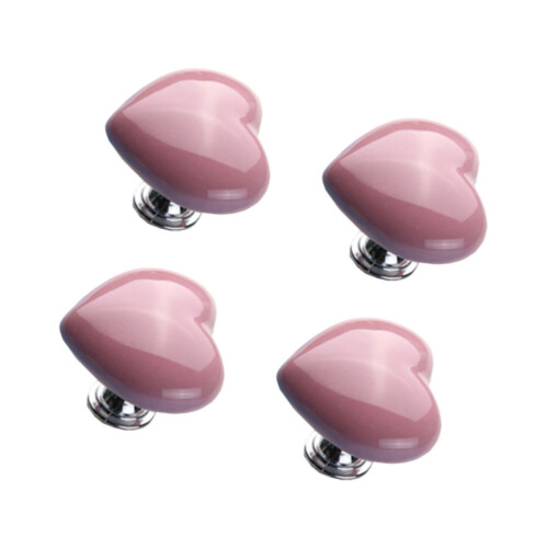 12Pcs Pink Ceramic Heart Cabinet Knobs Durable Pull Handles for Home 1