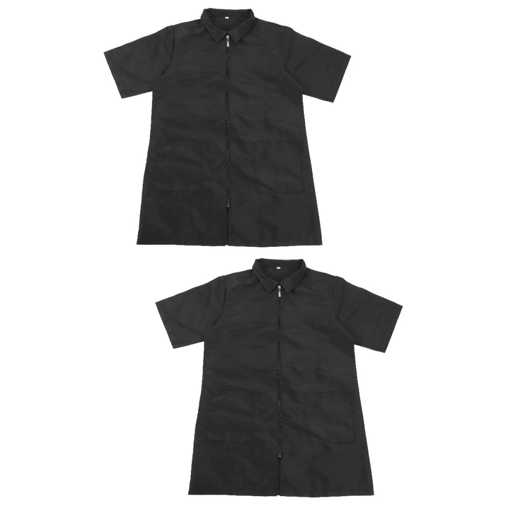 2Pcs Dog Grooming Workwear Black Polyester Apron Comfortable Fit 3713322514625