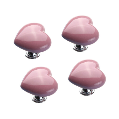 12Pcs Pink Ceramic Heart Cabinet Knobs Durable Pull Handles for Home 2