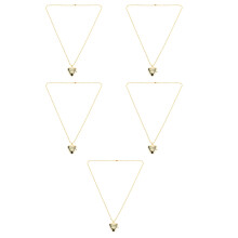 5Pcs Gold Alloy Heart Necklace Cute Girl Pendant Vintage Style Jewelry