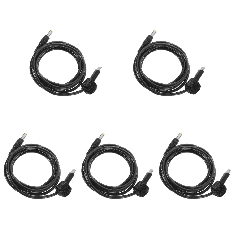 5Pcs Durable Pvc Type-C To Dc Power Cable Adapter For Laptop Black 3713135357723