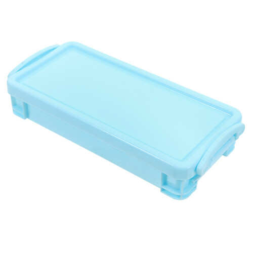 4Pcs Plastic Pencil Storage Box Blue Large Capacity Organizer 2