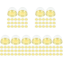 250Pcs PP Pet Moon Cake Dome Boxes Golden Individual Cupcake Holders