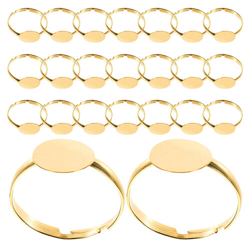 200Pcs Adjustable Golden Ring Findings Iron Flat Base for DIY Rings 1