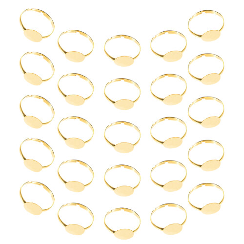 200Pcs Adjustable Golden Ring Findings Iron Flat Base for DIY Rings 2