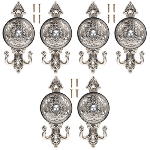 6Pcs Silver Alloy Curtain Pothooks Decorative Hooks for Home Use 1