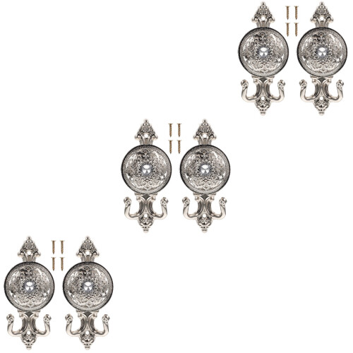 6Pcs Silver Alloy Curtain Pothooks Decorative Hooks for Home Use 2
