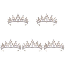 5Pcs Golden Wedding Crown for Bride Rhinestone Bridal Headband