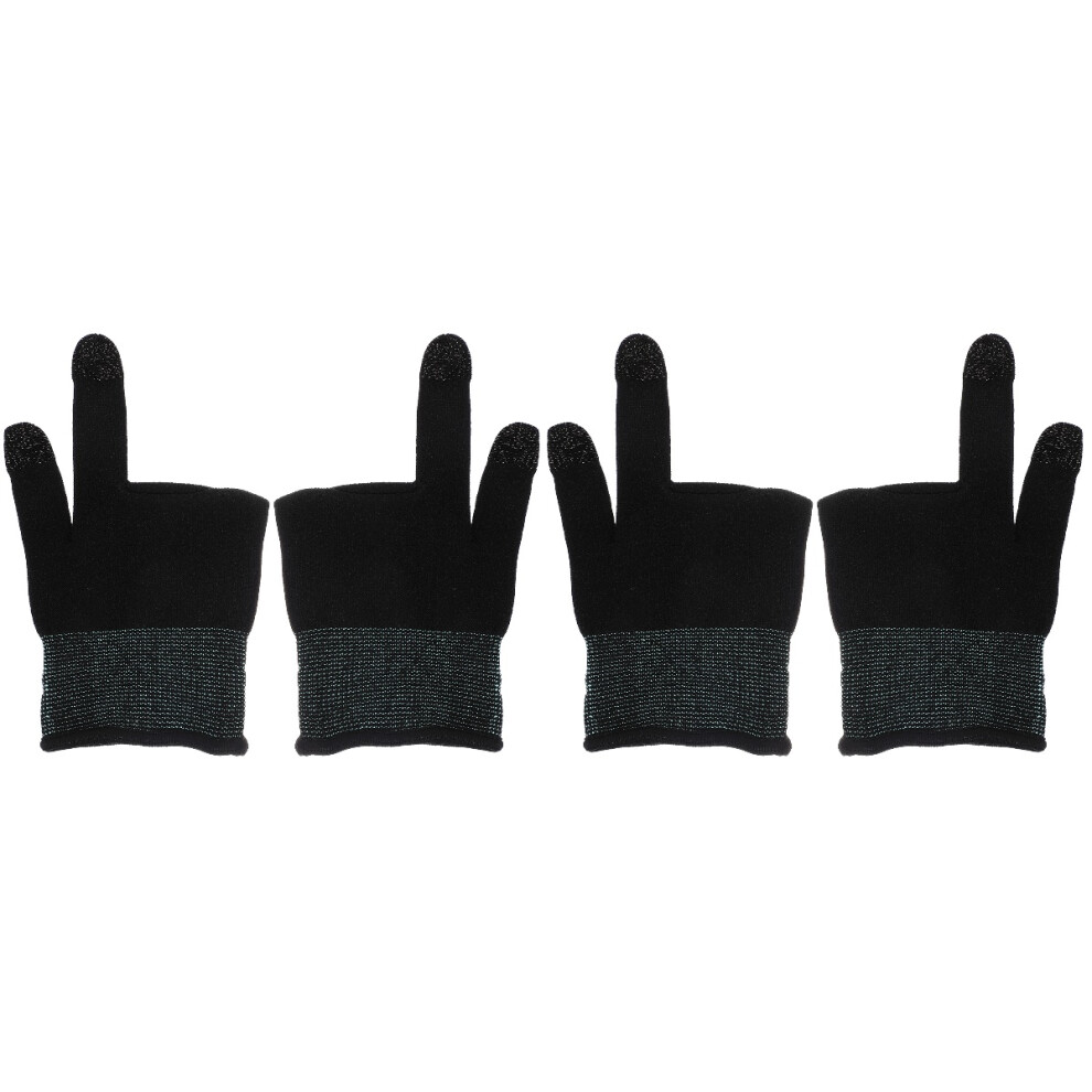 2Pairs Nylon Fiber Gaming Finger Gloves Soft Breathable Black/Silver 3713122748718