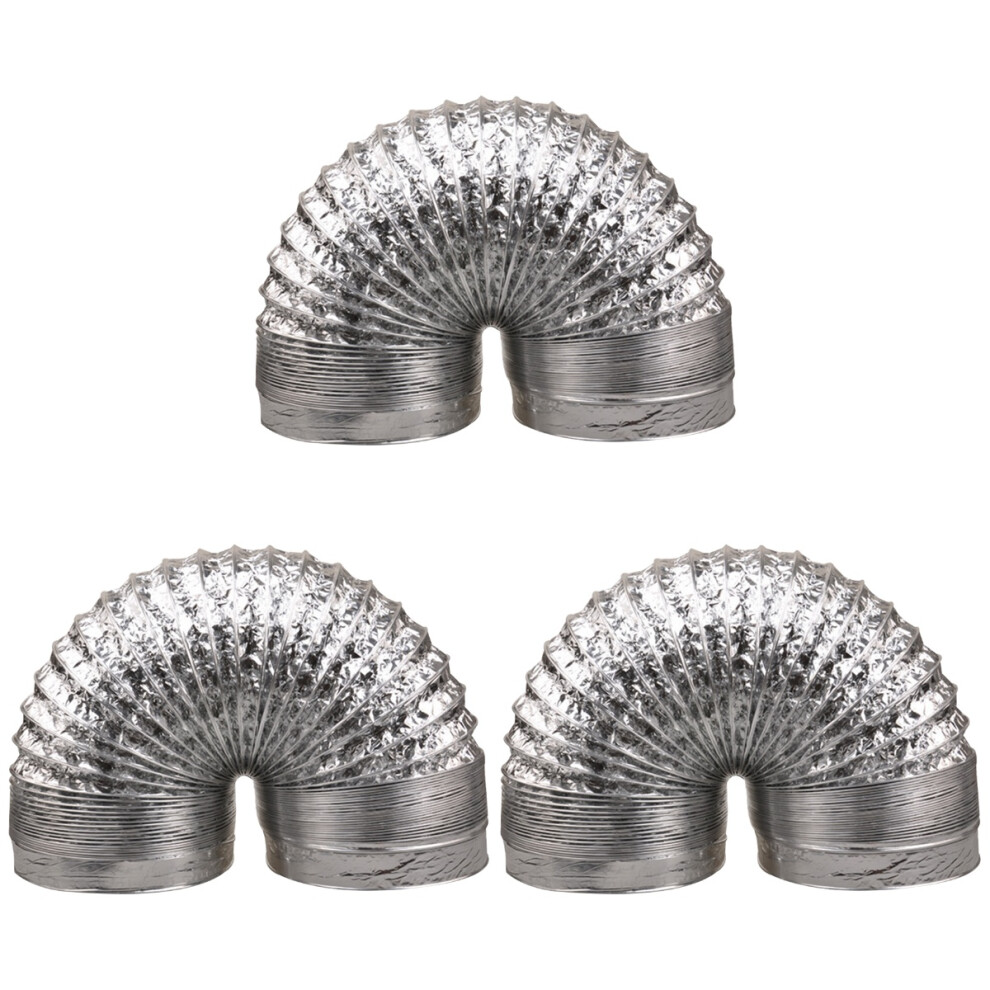 3Pcs Silver Dryer Duct Hose Aluminum Exhaust Vent Hose For Hvac Fans 3713135357976