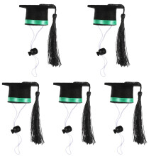 5Pcs Mini Green Graduation Caps Felt Hats for Small Pets Hamster Party