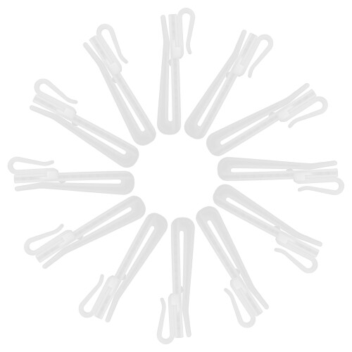 200Pcs White Plastic Adjustable Pleated Curtain Hooks for Drapes Track 2