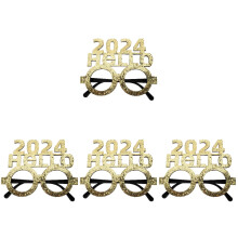 4Pcs Golden 2024 Party Glasses Funny Photo Props Non-Woven Material