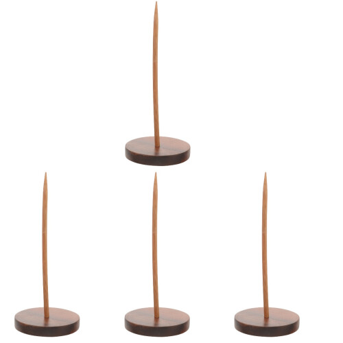 4Pcs Brown Wood Receipt Spike Multipurpose Bill Holder for Desktop