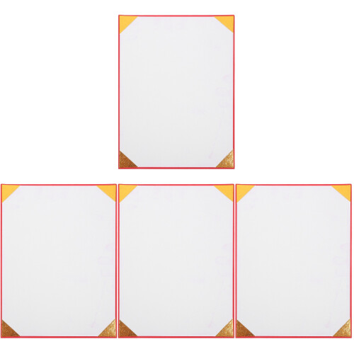 4Pcs Red Academic Certificate Paper Blank Diploma Sheets for School