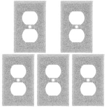 5Sets Silver Shiny Plastic Socket Panels with Zircon Decorative Cover