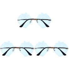 3Pairs Rimless Strawberry-Shaped Sunglasses Blue Plastic Party Eyewear