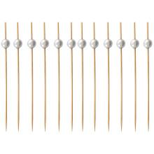 2Pcs Party Food Picks Bamboo Silver for Drinks