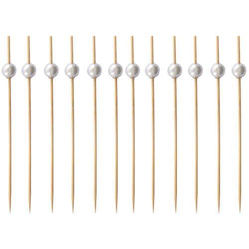 2Pcs Party Food Picks Bamboo Silver for Drinks