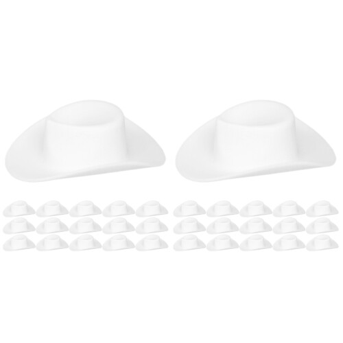 40Pcs Lightweight Plastic Mini Cowboy Hats White for DIY Decor