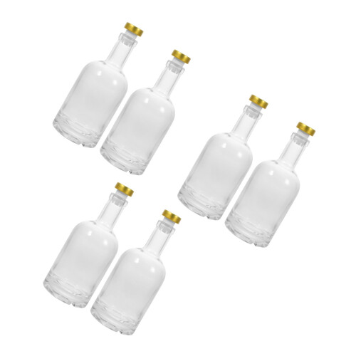 6Pcs Transparent Glass Wine Bottles Screw Base Elegant Design