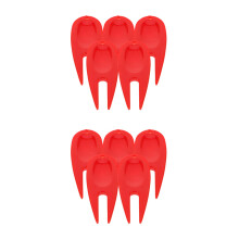 10Pcs Polished Red Plastic Golf Divot Fork Compact Portable Golf Tool