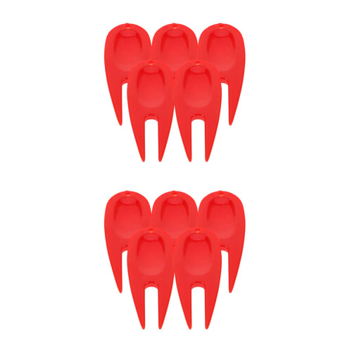 10Pcs Polished Red Plastic Golf Divot Fork Compact Portable Golf Tool