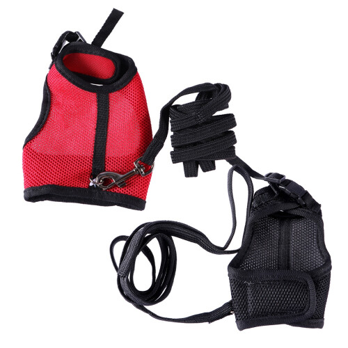 2Pcs Rabbit Harness Leash Black Ultra-Soft Adjustable Pet Walking Lead 2
