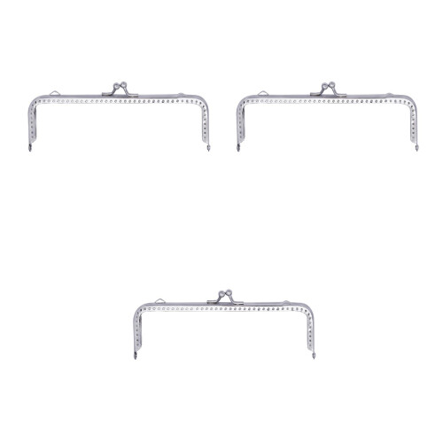 3Pcs Stylish Silver Metal Purse Frame Clasp for DIY Bag Craft