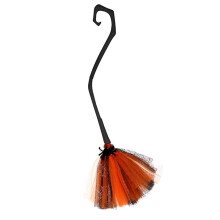 Halloween Dress Witch Broom Children Adult Cosplay Props Accessories Flying Witch Broom, B Orange