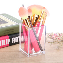 Acrylic Makeup Brush Holder with Lid Transparent Nail Art Pen Organizer Case