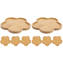 8Pcs Bamboo Plant Pot Drip Saucers Brown Water Tray for Indoor Pots