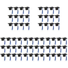 60Pcs Blue Mini Graduation Cap Covers for and Beverage